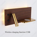Axyaa Wood Grain LED Bedside Lamp with Wireless Charging