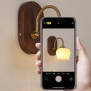 Axyaa Walnut Wood LED Wall Light Sconce Fixture with Pull Chain Switch