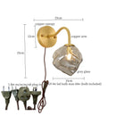 Axyaa Brass Vintage Glass LED Wall Sconce Bedroom Living Room Light