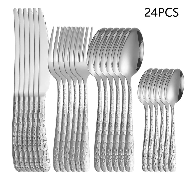 Axyaa Stainless Steel Tableware Set: Knife, Fork, Spoon - Household Dining Set