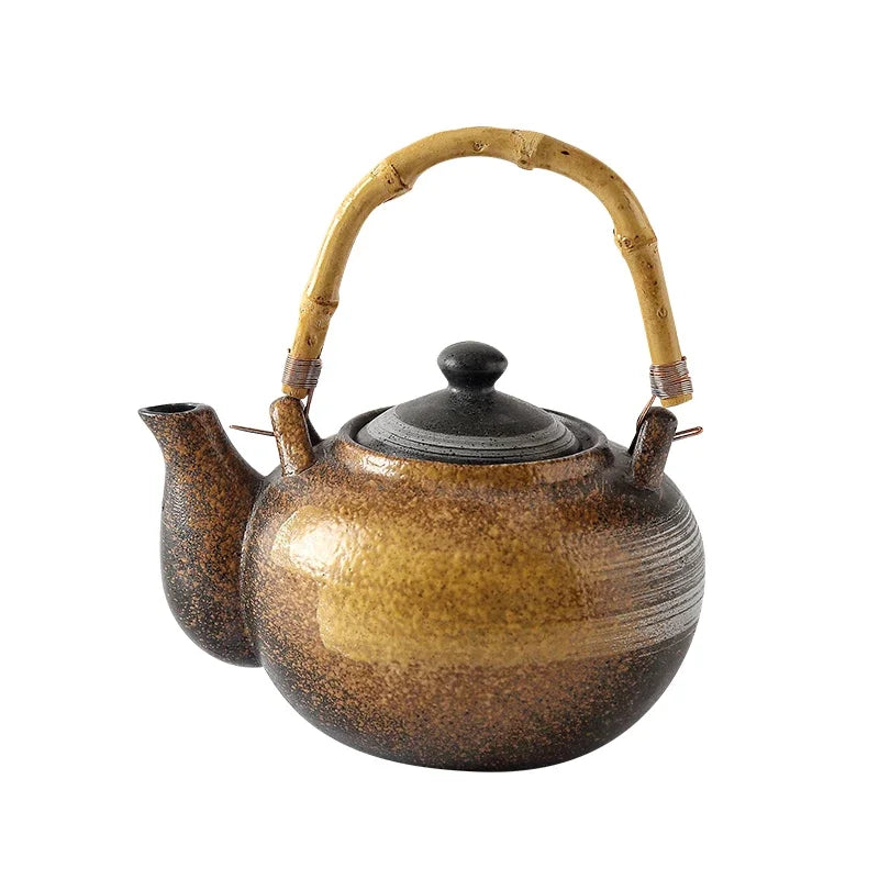 Axya Hand-Painted Ceramic Teapot - Retro Style, Large Capacity for Home, Hotel & Restaurant