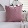 Axyaa Boho Pink Tassel Cushion Cover 45x45 Soft Throw Pillow for Living Room
