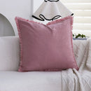 Axyaa Boho Pink Tassel Cushion Cover 45x45 Soft Throw Pillow for Living Room