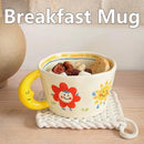 Axyaa Moon Handle Ceramic Mug: Hand-painted, Creative and Lovely Breakfast Cup for Gift