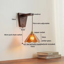 Axyaa Nordic Glass Walnut LED Wall Lights with Pull Chain Switch for Bedroom
