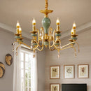 Axyaa Mediterranean Ceramic Crystal Chandelier - Elegant Lighting Fixture