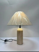 Axyaa Travertine Table Lamp with Fabric Lampshade & LED Bulb