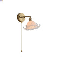 Axyaa Modern White Glass Copper Wall Sconce, Pull Chain Switch Stair Light