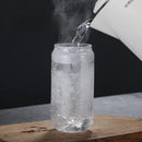 Axyaa Glass Cups with Bamboo Lids and Straw, Mason Jars Coffee Mug Beer Can Shape