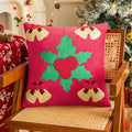 Axyaa Christmas Tree Velvet Embroidered Pillowcase in Red and Green