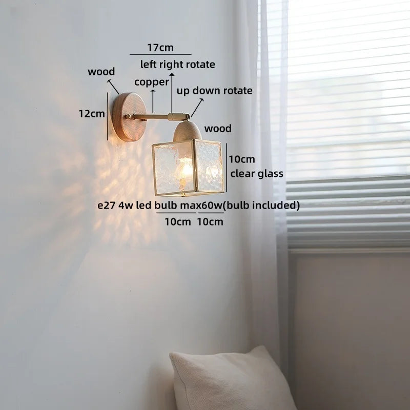 Axyaa Clear Glass LED Wall Light with Pull Wire Switch