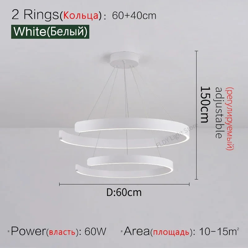 Axyaa Circular C-shaped Pendant Light for Modern Living Room & Dining Room