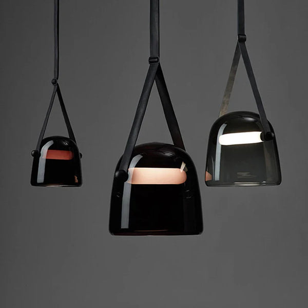 Axyaa Modern LED Glass Pendant Lights - Artistic Leather Designer Lamps for Living Room & Bedroom Decor