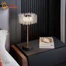 Axyaa Pleated Table Lamp with USB Charging & Touch Switch for Bedroom, Hotel, Studio