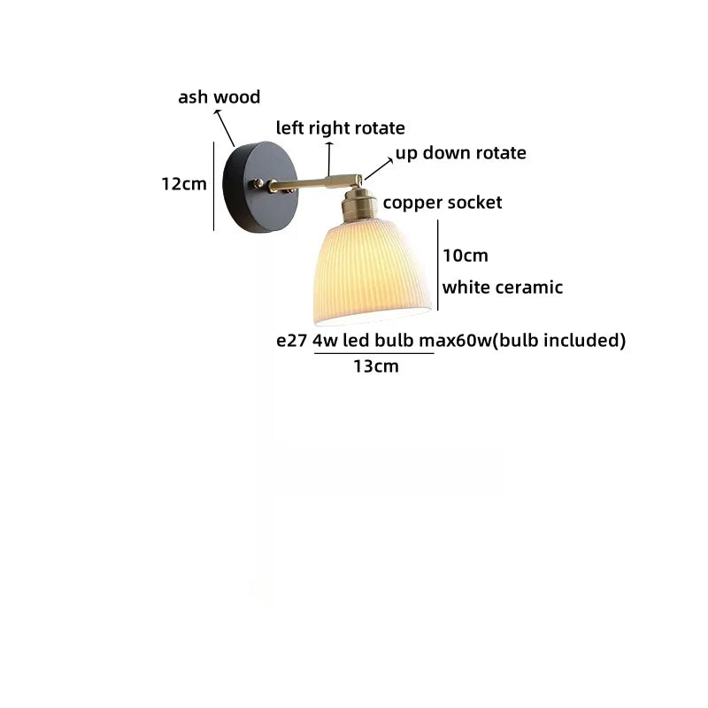 Axyaa White Ceramic LED Wall Sconce: Modern Nordic Decor Wall Lamp Sconce