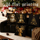 Festive Gold Christmas Pattern Pillow Covers by Axyaa - Sofa Bedroom Car Décor