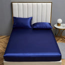 Axyaa Satin Fitted Bed Sheet Set Queen/King Size Luxurious Soft Silky Elastic Bedsheet