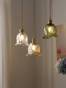 Axyaa Amber Glass Pendant Light Brass Vintage Adjustable Hanging Lamp