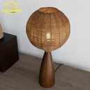 Axyaa Solid Wood LED Table Lamp with Rattan Lampshade for Cozy Spaces