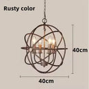 Axyaa Iron Chandelier with Crystals: Retro Loft Globe Lighting for Dining Room & Clothing Store