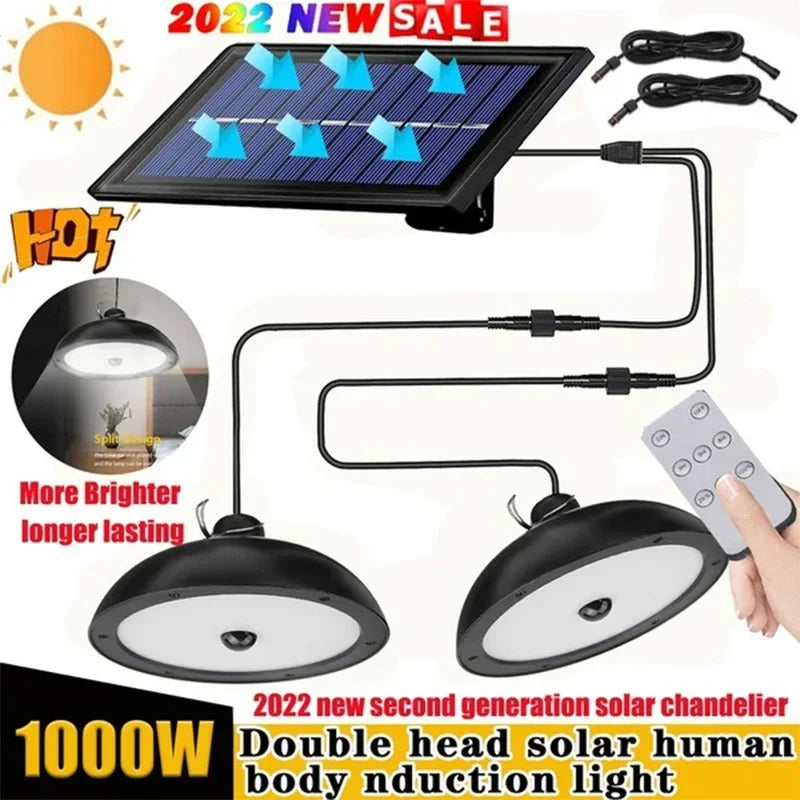 Axyaa Solar Outdoor Chandelier, Waterproof LED Pendant Light with Remote Control