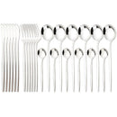 Axyaa 24-Piece Stainless Steel Cutlery Set - Black Western Dinnerware Silverware Set