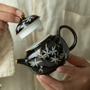 Axyaa Black Gold Glaze Apricot Blossom Tea Pot Set with Filter