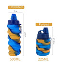 Axyaa Silicone Foldable Sports Water Bottle with Carabiner - Portable Fitness Kettle
