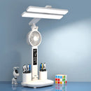 Axyaa Rechargeable Table Lamp with Fan, LED Clock Display and Reading Light
