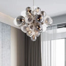 Axyaa Smoke Gray Glass Bubble Chandelier: Elegant Lighting Fixture for Home, Living Room, Bedroom, Dining Hall