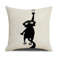 Axyaa Funny Cats Linen Pillow Cover 45x45cm - Farmhouse Decor & Office Throw Pillowcase