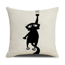 Axyaa Funny Cats Linen Pillow Cover 45x45cm - Farmhouse Decor & Office Throw Pillowcase