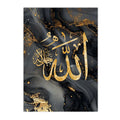 Marble Black Gold Islamic Calligraphy Wall Art Print by Axyaa