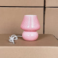 Axyaa Striped Glass Mushroom Table Lamp for Bedroom Decoration and Reading Lighting