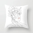 Minimalist White Pillow Cover - Axyaa Portrait Sketch Nordic Cushion