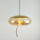 Axyaa Modern Glass Pendant Light Rope Hanging Lamp for Living Room Decor and Cafe Bar
