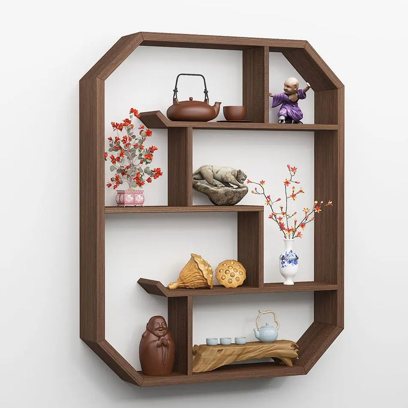 Axya Solid Wood Chinese Wall Display Shelf Zen Shelf for Living Room