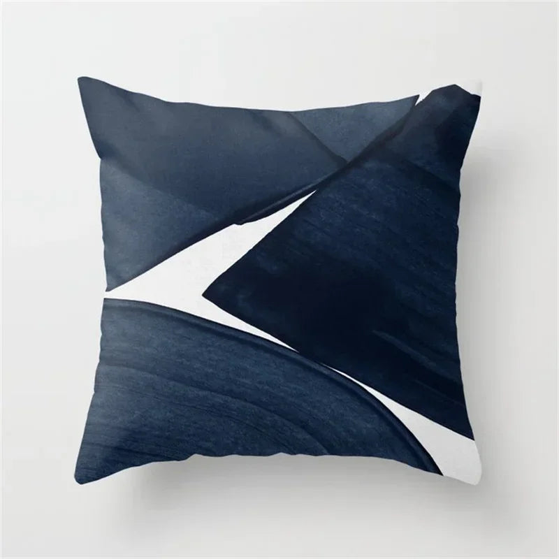 Geometric Blue Ink Flower Pillowcase for Stylish Home Decor by Axyaa