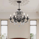 Axyaa Vintage Wrought Iron Chandelier with Clear Crystals