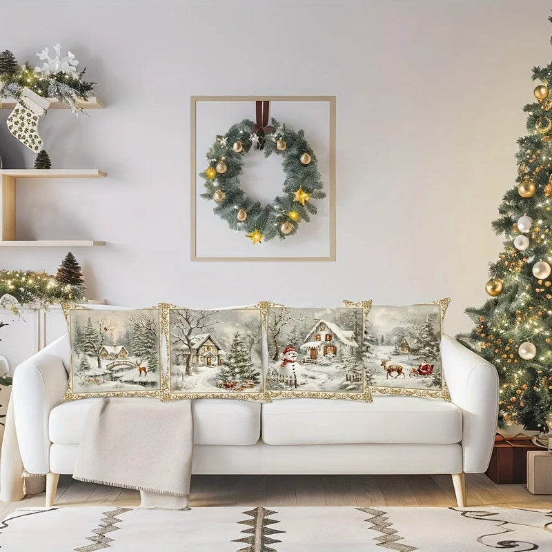 Axyaa Christmas Winter Pillowcase Set