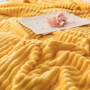 Axyaa Solid Yellow Flannel Throw Blanket 300GSM Soft Warm Plaid Square Bed Thickness