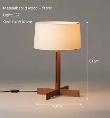 Axyaa Rustic Wood Floor Lamp Japanese Fabric Stand Light