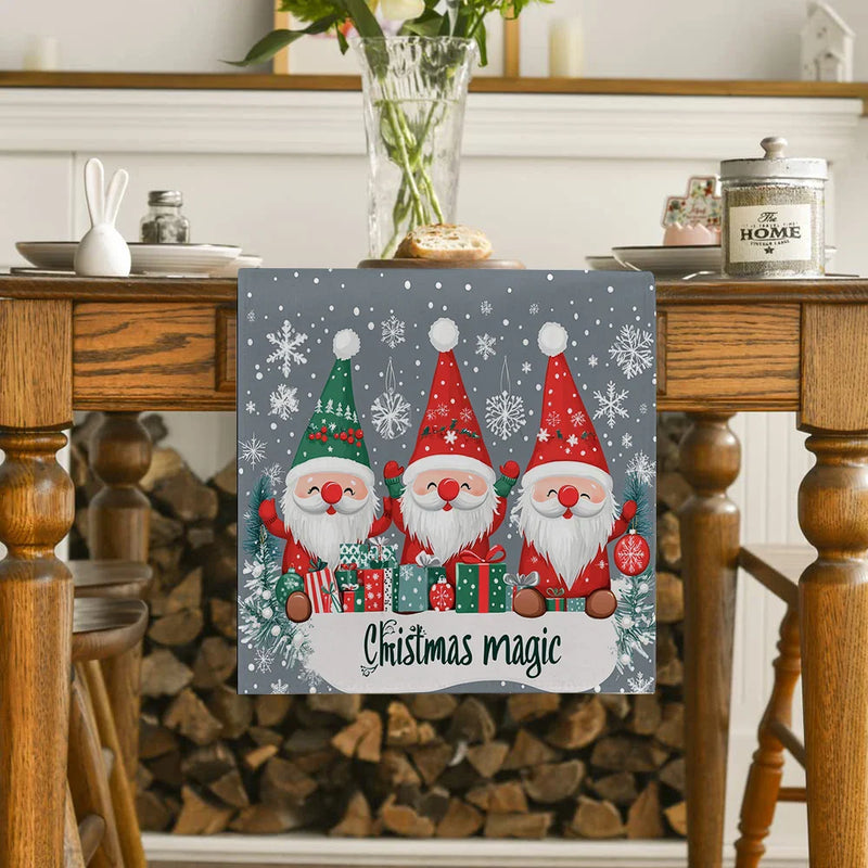 Axyaa Snowflake Fir Table Runner: Washable Indoor Outdoor Dining Cloth