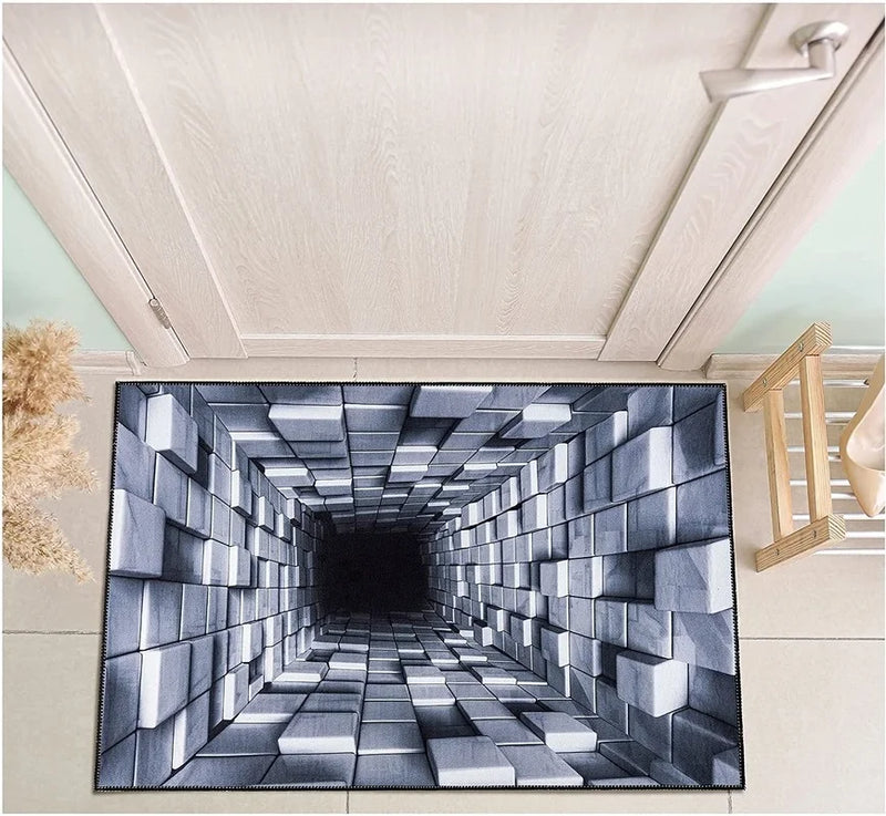 Axyaa 3D Optical Illusion Entrance Carpet: Trippy Living Room Rug for Hallway, Bedroom, Bathroom
