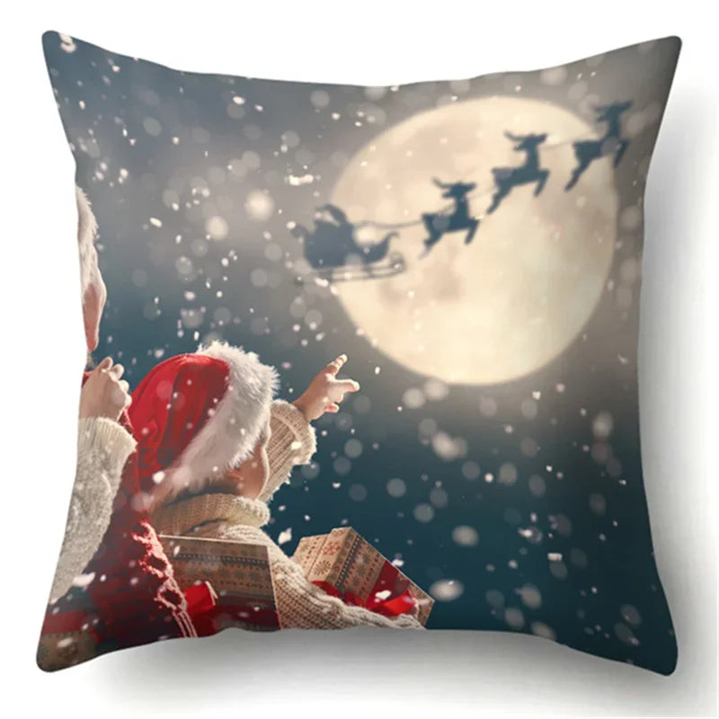 Axyaa Christmas Santa Claus Print Pillow Cover 45X45CM