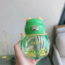 Axyaa Kids Bear Straw Water Bottle | Kawaii Mini Tumbler Sippy Cup