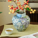 Blue White Ceramic Vase Set Axyaa Artistic Flower Vessels Hydroponic Dried Flower Vases