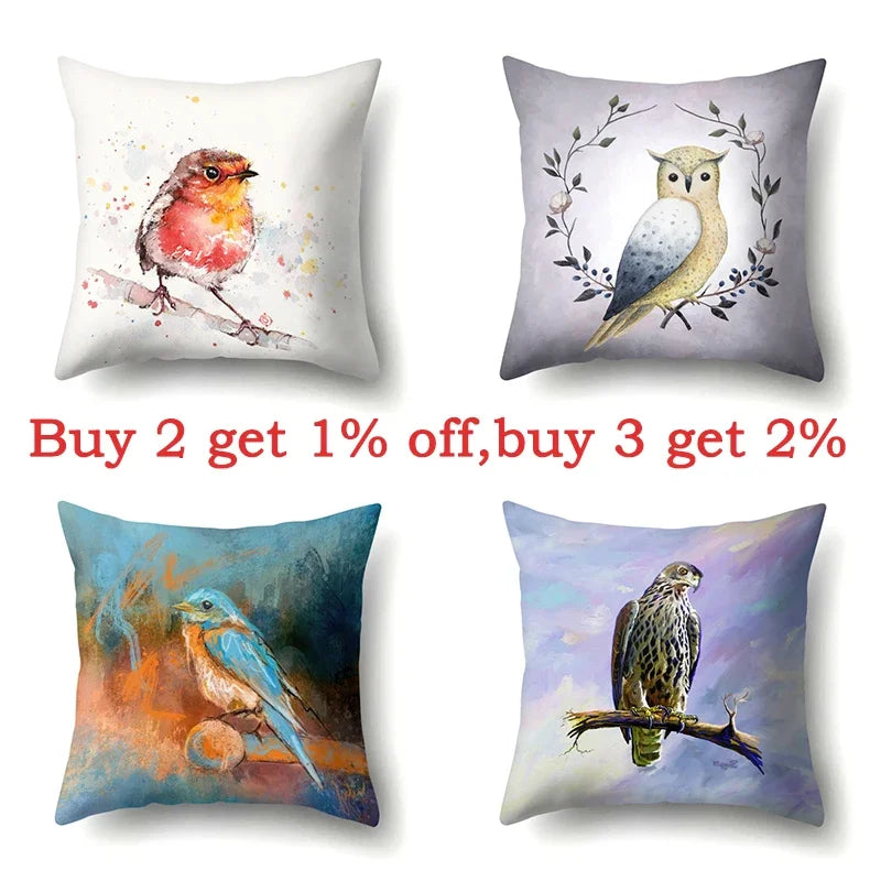 Axyaa Charms Bird Animal Pillowcase for Home Decoration
