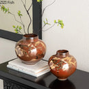 Axyaa Retro Red Ceramic Vase for Desk Decor and Flower Arrangement