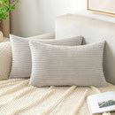 Axyaa Corduroy Striped Throw Pillow Covers for Couch Sofa Bedroom 18x18 Inch
